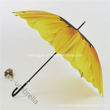 22"X8k Sunflower Printing Straight Sun and Rain Umbrella (YSS0143)